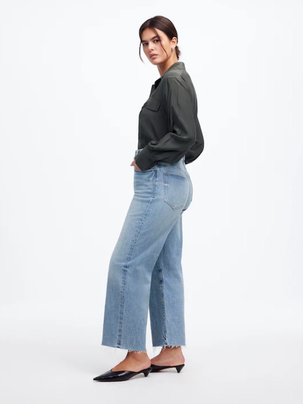 Madewell The Perfect Vintage Wide-Leg Crop Jean - Light Wash - Picture 4 of 14